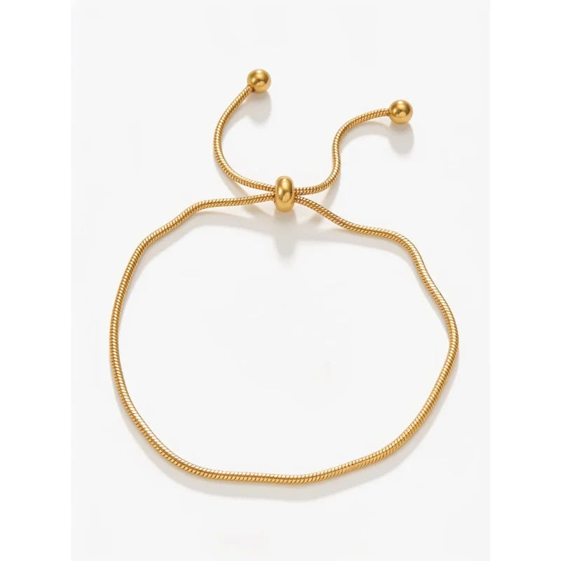 Bracelets for Women – Seraphine Adjustable Gold Bracelet, gold snake chain bracelet, white background
