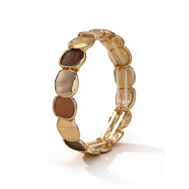 Bracelets for Women – Solara Golden Mosaic Bracelet, organic mosaic-style links in gold-tone alloy
