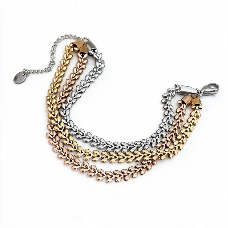 Bracelets for Women – Solenn Wheat Chain Bracelet, Mixed-Color finish, white background
