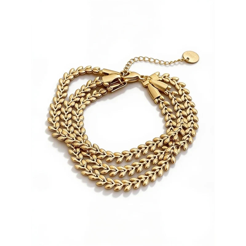 Bracelets for Women – Solenn Wheat Chain Bracelet, golden finish, white background