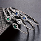 Trendy Women's Fashion Open Bangle with Geometric Synthetic Synthetic Zirconia, High-End Jewelry
