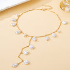 French-Style Elegant and Sexy Women's Fashion Necklace, Irregular Shape Unique Design Y-Shaped Necklace for Banquets, Parties, Festivals, Weddings, Mother's Day, Ramadan