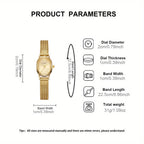 1pc Golden Woven-texture Wristwatch, Minimalist Oval Dial, Light Luxury Fashion Accessory, Elegant Commuting Gift Style