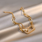 A Popular Women'S Bracelet Featuring a Unique, Fashionable Hollow Geometric Square Design, Embodying a Touch of Luxury