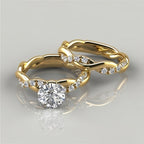 Womens Dainty KC Twist Round Cut White Synthetic Zirconia Ring Set Bridal Engagement Ring Wedding Band Anniversary Gift