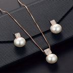 Fashionable Women'S Imitation Pearl Necklace And Earring Jewelry Set, Featuring a Simple Square Rhinestone Pendant And Stud Earrings, Perfect As a Two-Piece Accessory Gift for Birthdays, Parties, Celebrations, And Holidays, Ideal for Mothers And Girlfrien