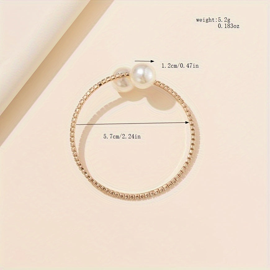 European And American Cross-Border Inlaid Rhinestone Pearl Open Design Personalized Luxury Style Women'S Bracelet