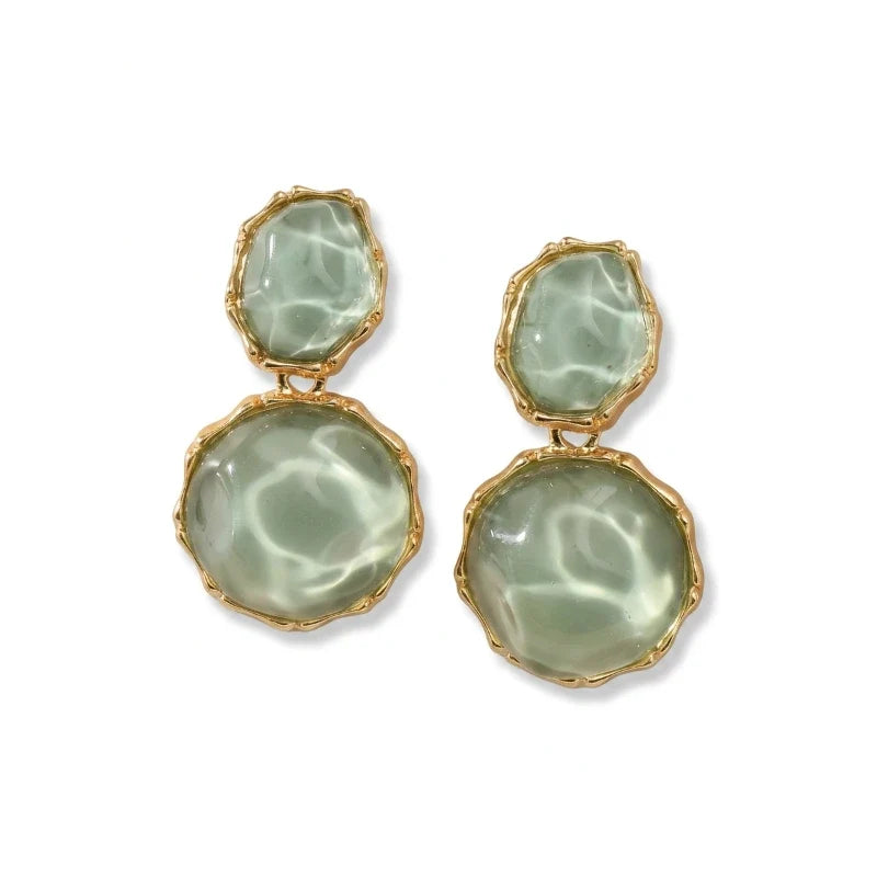 Bali Oval Resin Drop Earrings – Green