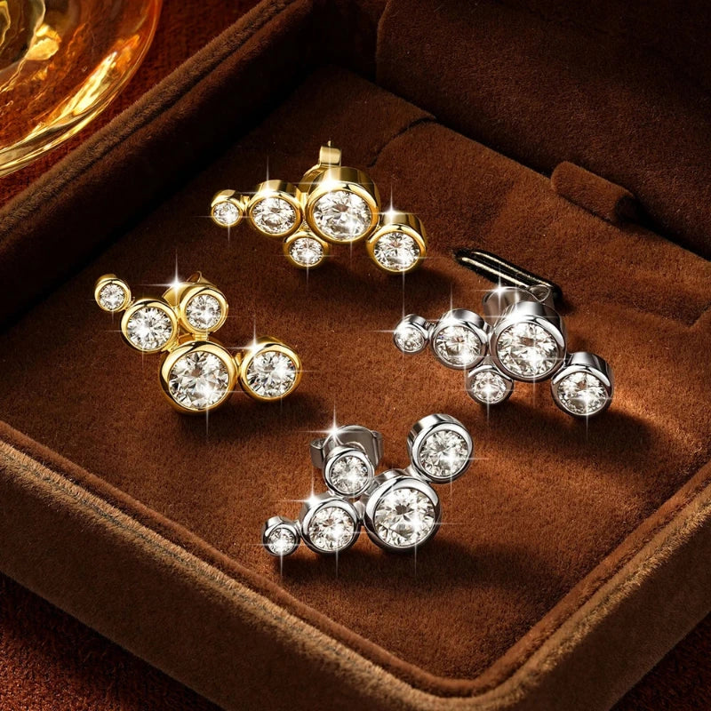 Camille Royale Moissanite Cluster Earrings detail in box