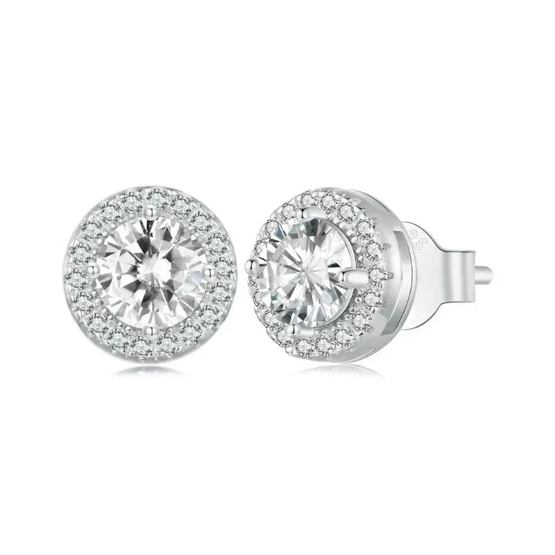 Celeste Halo Stud Earrings – Silver