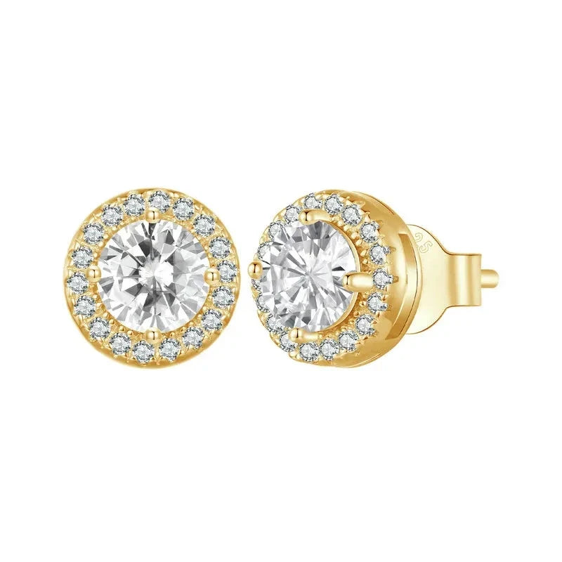 Celeste Halo Stud Earrings – Gold