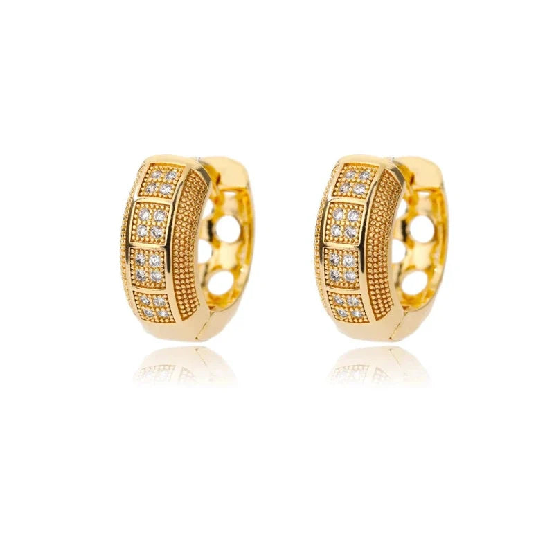 Earrings for Women – Corinne Crystal Hoops in 18k gold-plated stainless steel, product photo on white background
