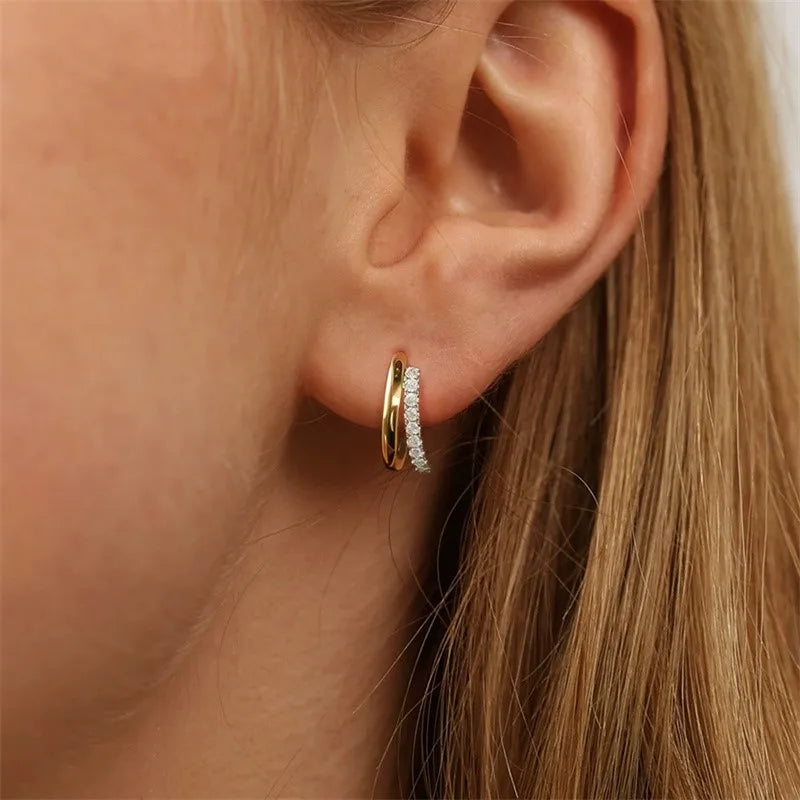Earrings for Women – Éclat Moissanite Hoops worn on the ear