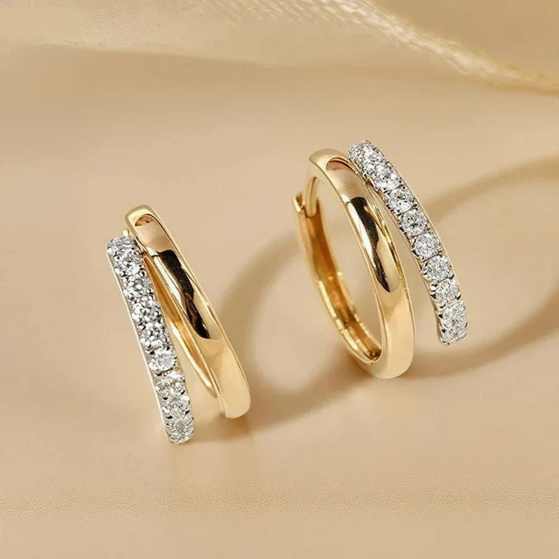 Earrings for Women – Éclat Moissanite Hoops in golden yellow, product photo on white background