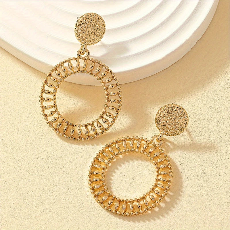 Elowen Geometric Relief Earrings, close-up detail