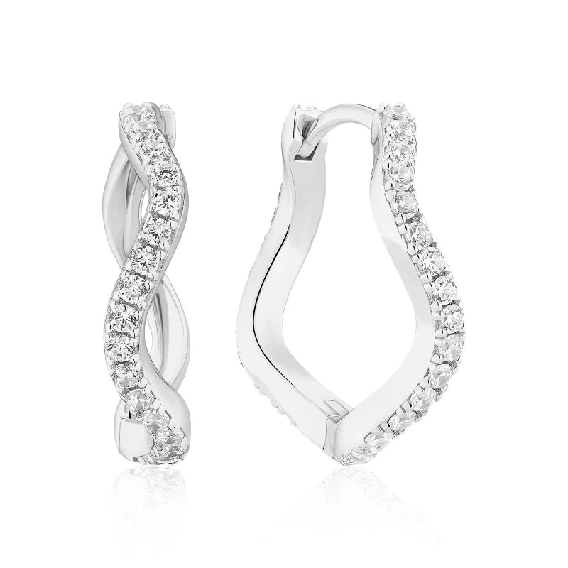 Elysia Twisted Hoop Earrings – Silver