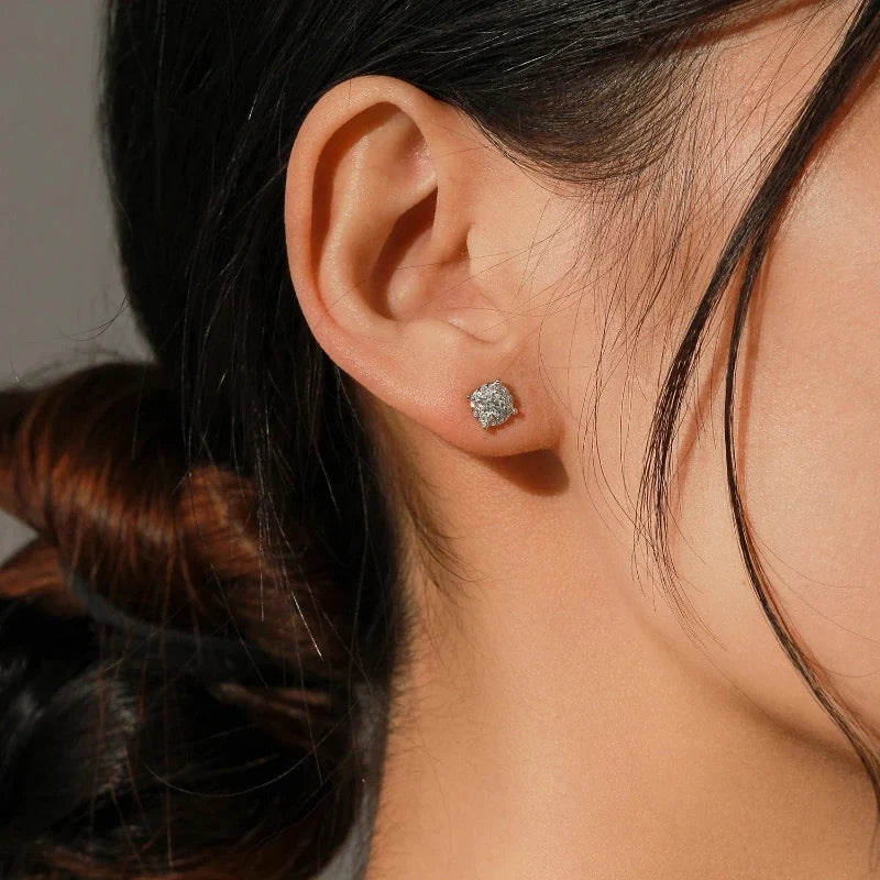 Eterna Halo Stud Earrings worn on ear