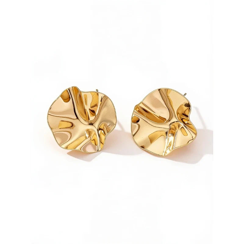 Luna Irregular Round Stud Earrings – Gold cover