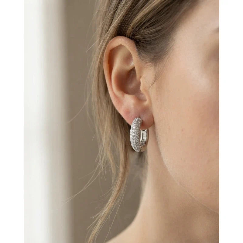 Earrings for Women – Lunelle Pavé Hoops worn on the ear