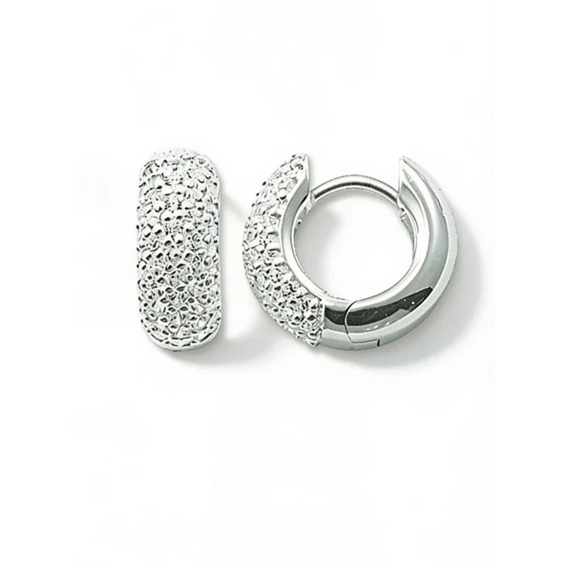 Earrings for Women – Lunelle Pavé Hoops, angled detail view showing pavé setting