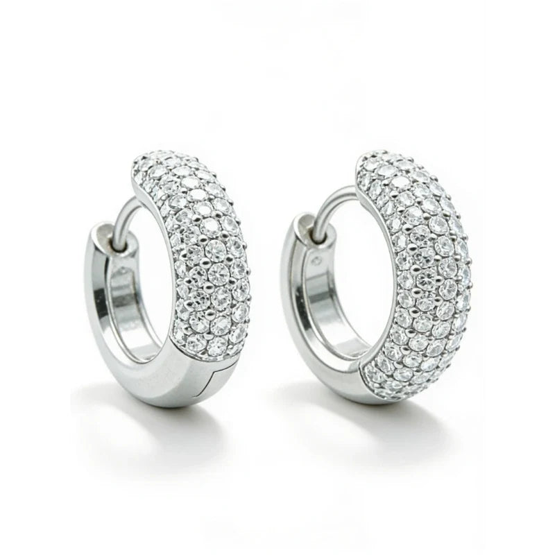 Earrings for Women – Lunelle Pavé Hoops in 925 sterling silver, product photo on white background