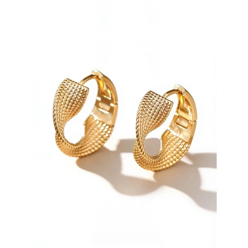 Earrings for Women – Marisol Wave Gold-Plated Earrings in 18k gold-plated stainless steel, product photo on white background
