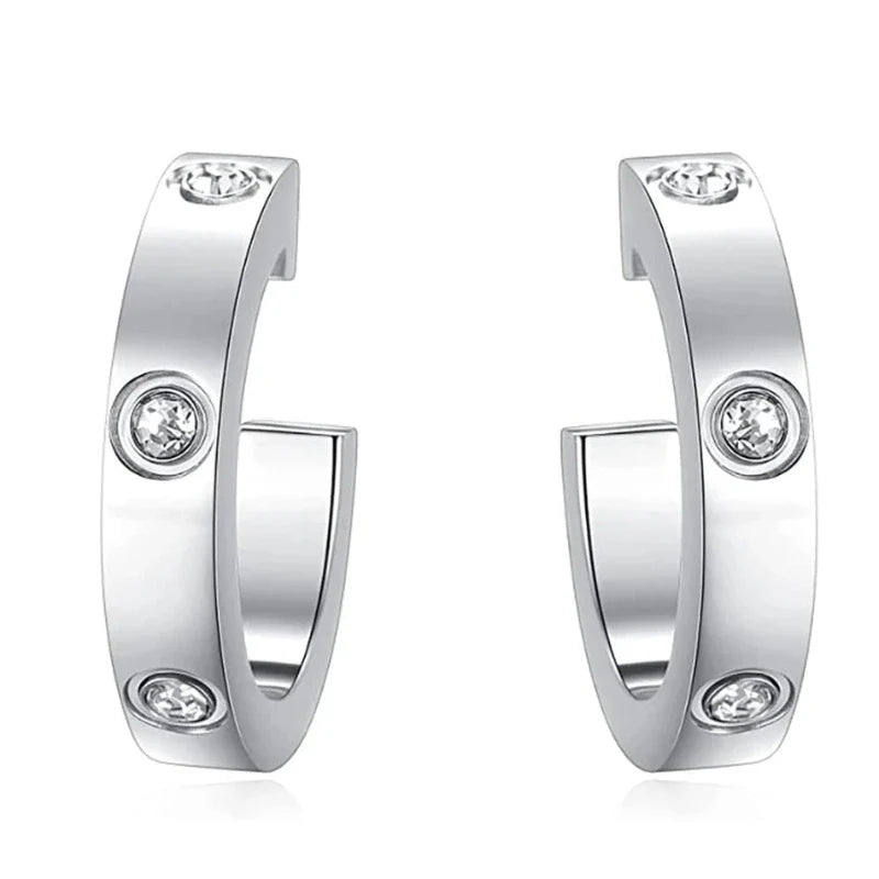 Mini CZ Diamond Hoop Earrings – Silver cover