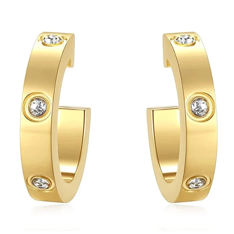 Mini CZ Diamond Hoop Earrings – Gold cover