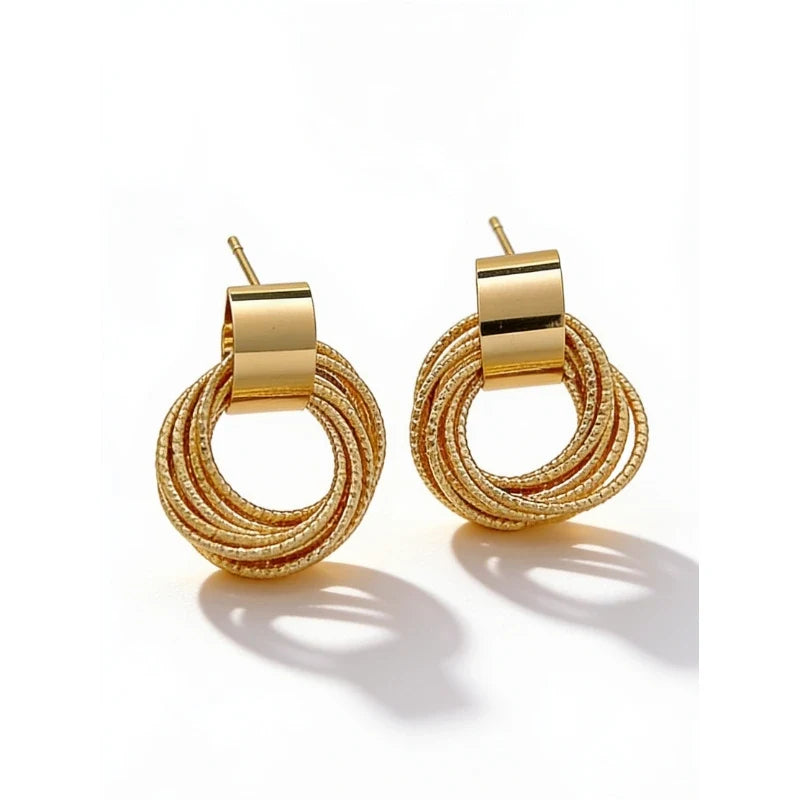 Earrings for Women – Odette Mini Drop Studs in 18k gold-plated stainless steel, product photo on white background