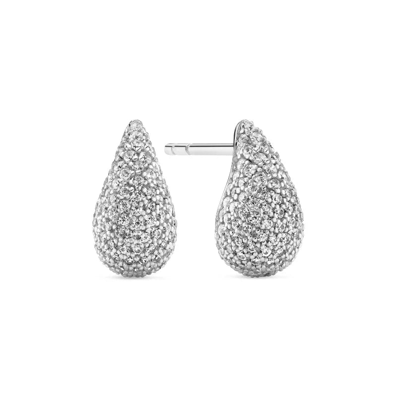 Earrings for Women – Selene Pavé Drops in 925 sterling silver, product photo on white background