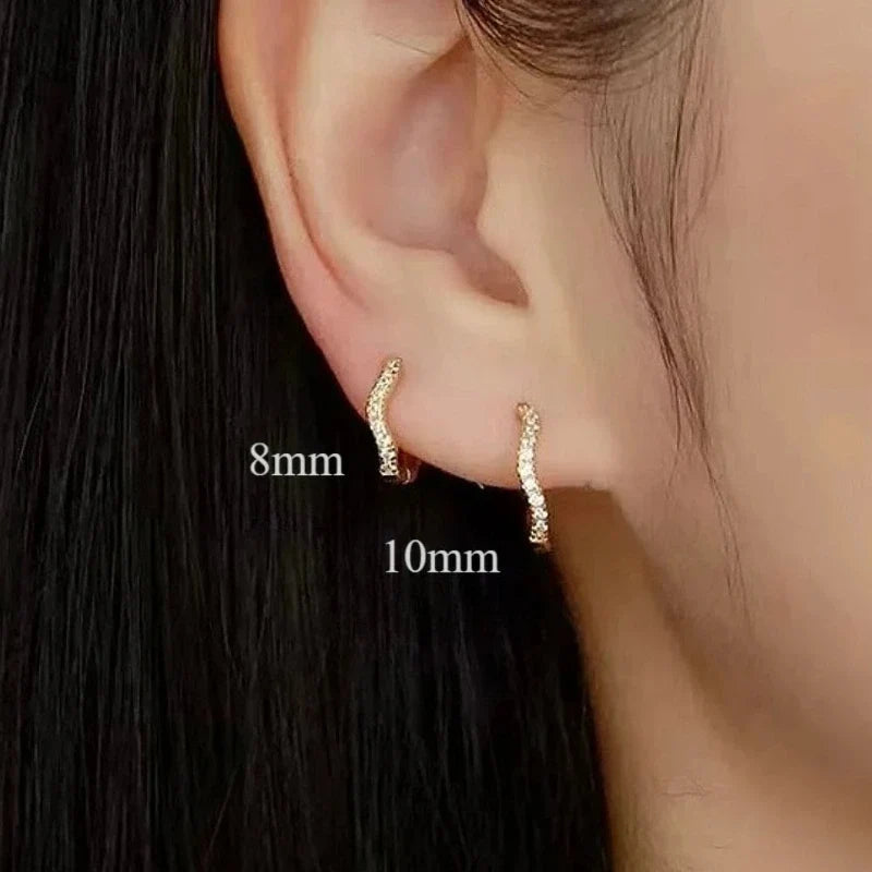 Earrings for Women – Sienna Crystal Hoops worn, close-up detail