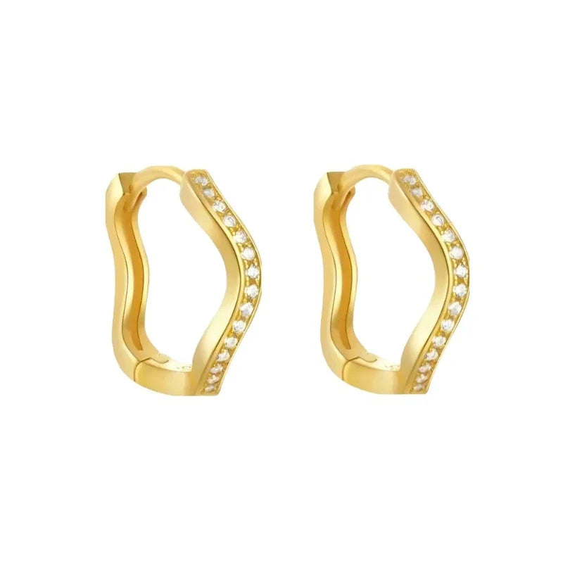Earrings for Women – Sienna Crystal Hoops in 18k gold-plated stainless steel, product photo on white background