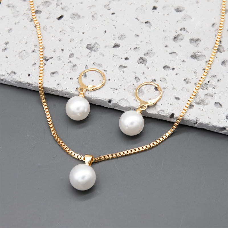 3pcs Elegant Faux Pearl Jewelry - Matching Necklace, Earrings & Ring for Women, Perfect for Birthdays, Christmas & Special Occasions, Ideal Gift for Family & Friends, Birthdays Gift