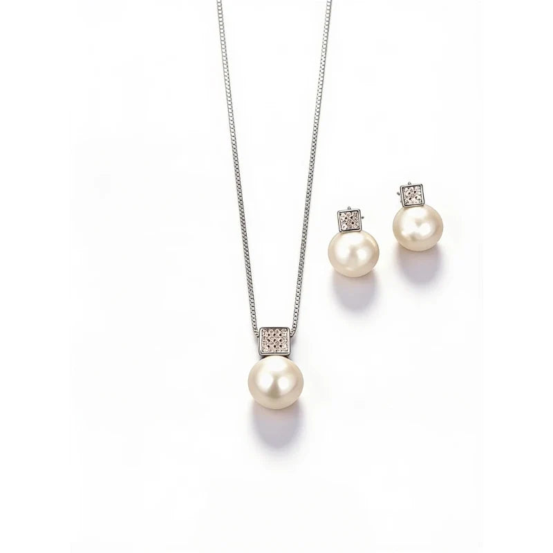 Celestia pearl necklace and earring set