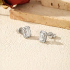 Elysia emerald halo stud earrings detail