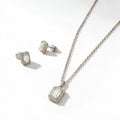 Elysia emerald halo necklace and earring set in 925 sterling silver