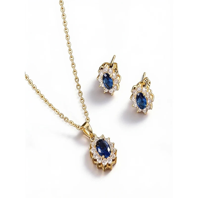 Serenity sapphire necklace and earring set