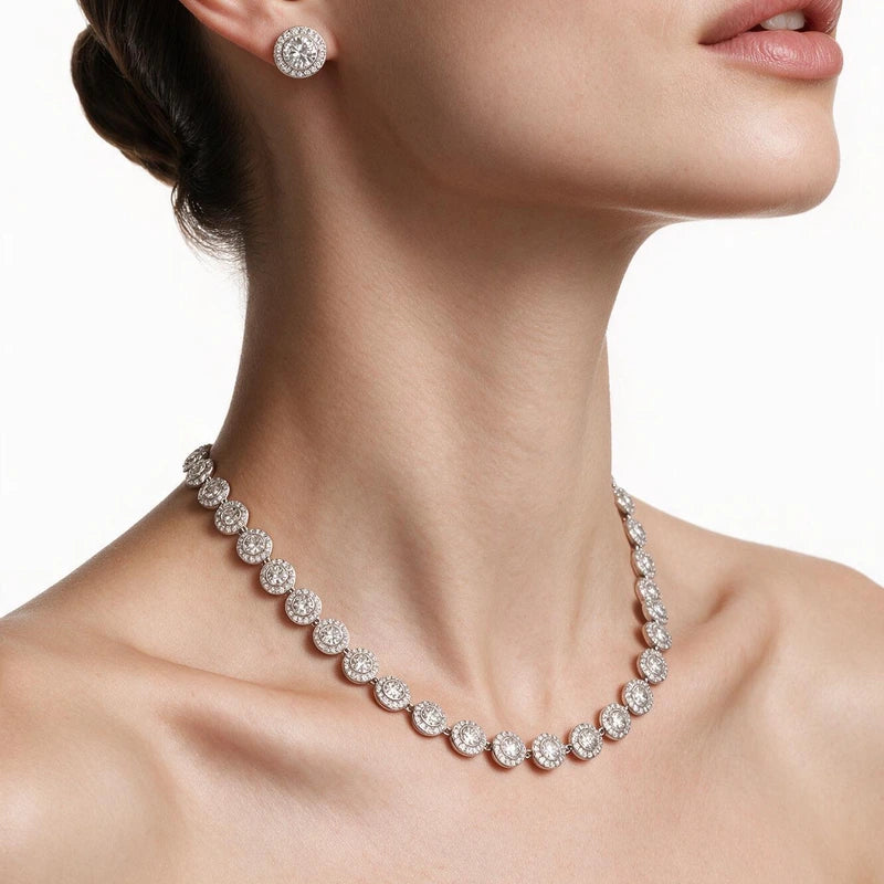 Suzan Sterling Silver Jewelry Set worn as layered lifestyle image