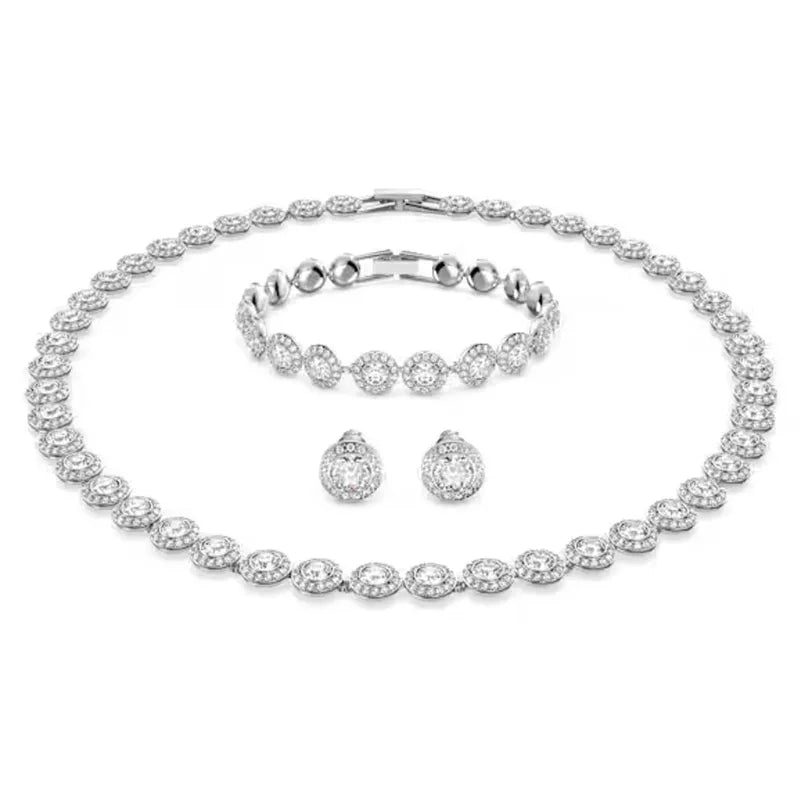 Suzan sterling silver jewelry set laid flat, full view