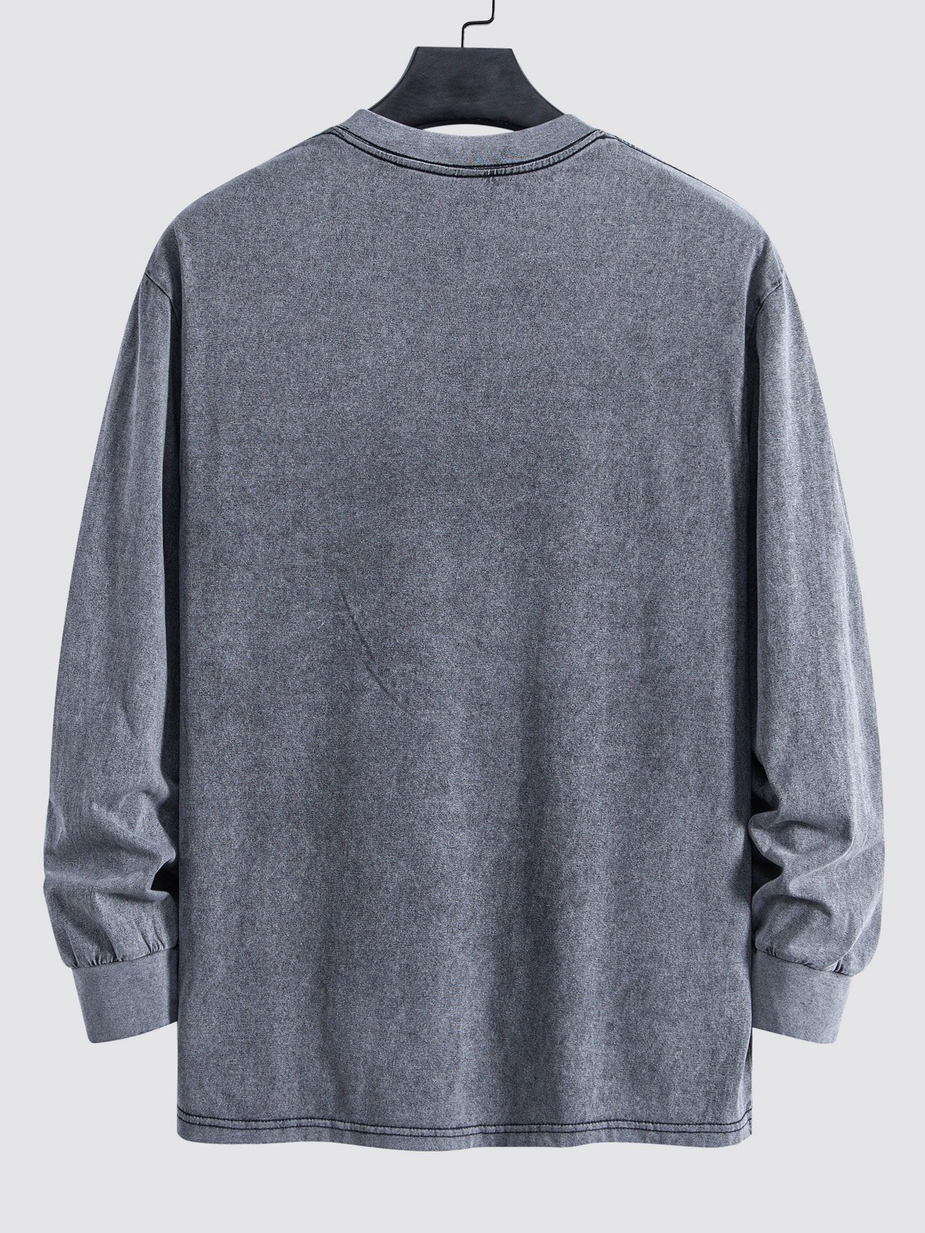 Casual Long Sleeve Distressed T-Shirt with Relaxed Fit