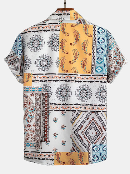 Button-Up Shirt with Scarf Print