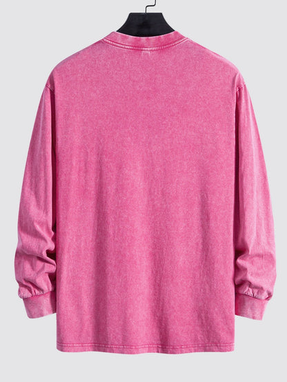 Casual Long Sleeve Distressed T-Shirt with Relaxed Fit