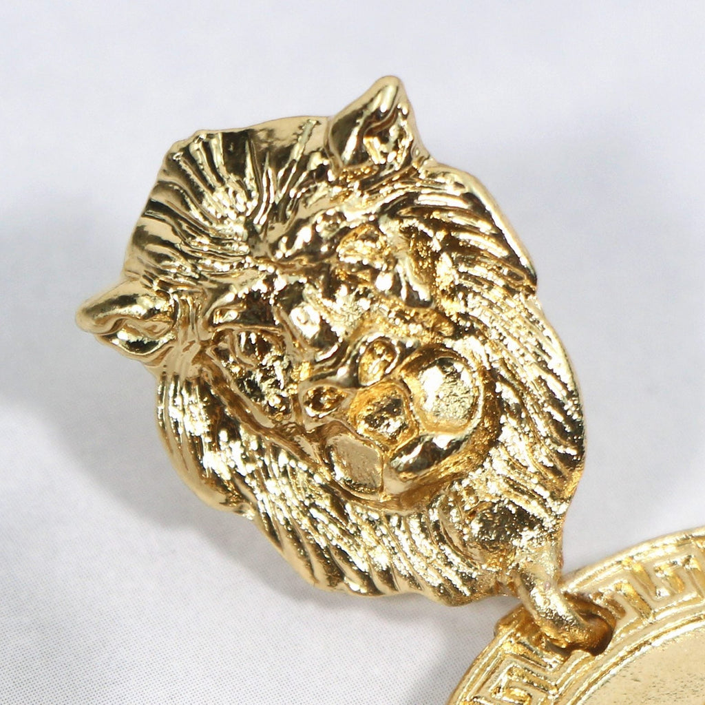 Gold Lioness Vintage Drop Earrings