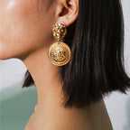 Gold Lioness Vintage Drop Earrings