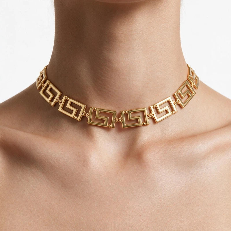 Margaux Gold Retro Choker worn as layered lifestyle image