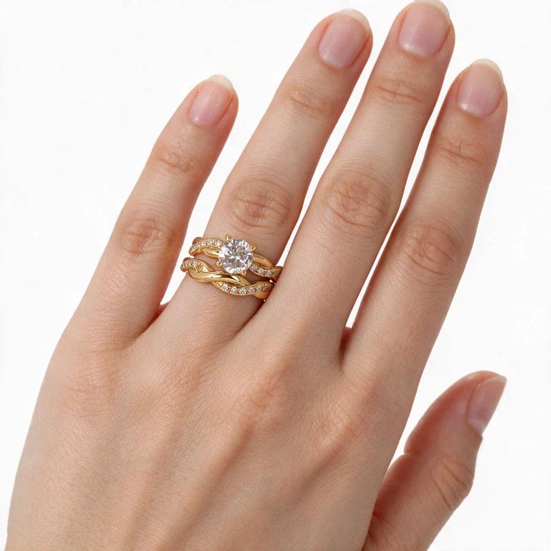 Women's Rings – Everly Bridal Ring Set worn on hand