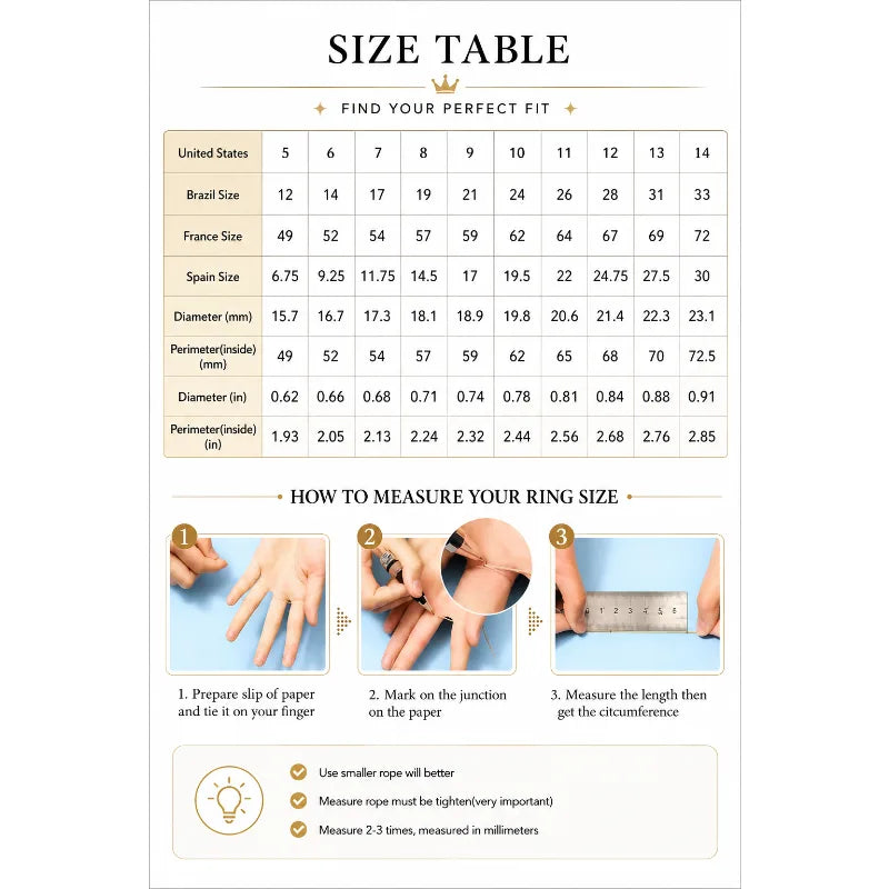 Women's Rings – Everly Bridal Ring Set size guide / international ring size chart