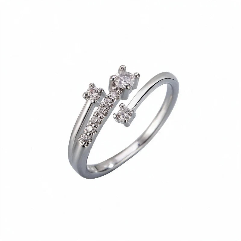 Women's Rings – Junie Sweet Crystal Ring, silver finish, white background