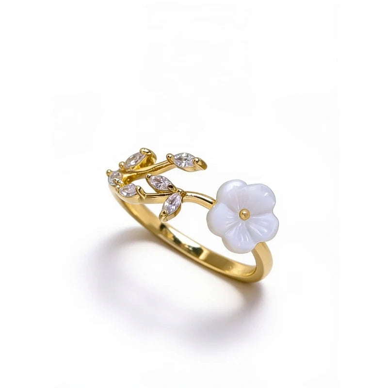 Women's Rings – Kaia Blossom Ring, gold finish, white background