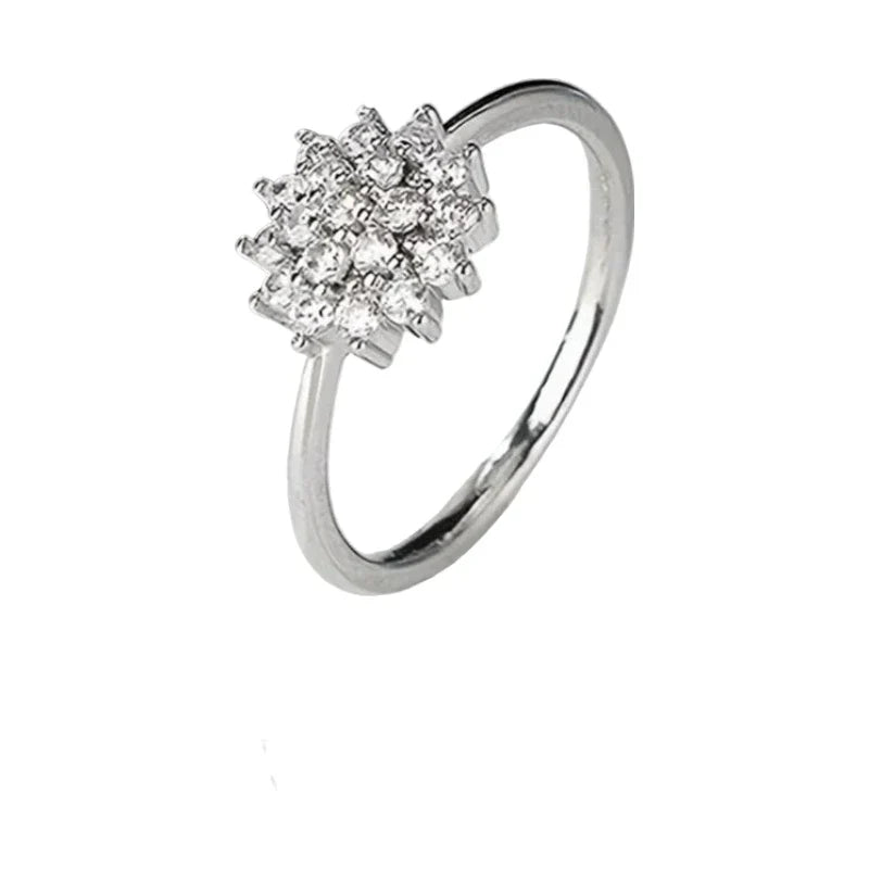 Women's Rings – Marisol Flower Cluster Ring, silver finish, white background